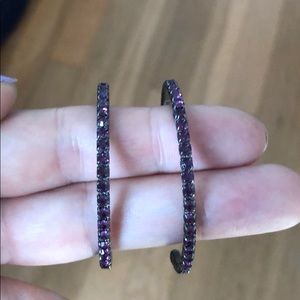 High quality purple jeweled hoops